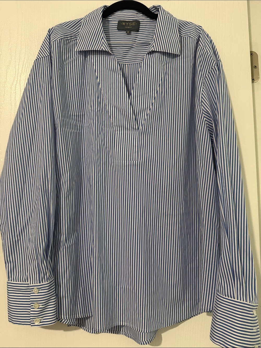 WYSE Blue and White Stripe w woman’s Dress Shirt